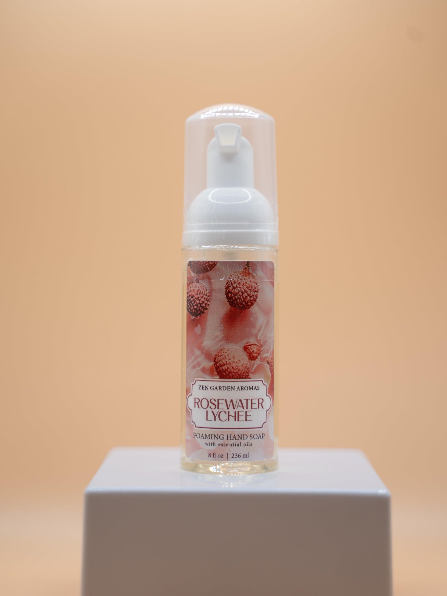 Mini Rosewater Lychee Foaming Soap.